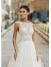 Beaded Ivory Lace Tulle Open Back Elegant Wedding Dress